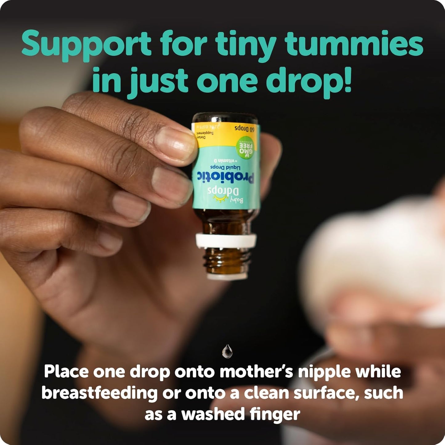 Ddrops Baby Probiotic with Vitamin D, 60 Drops - Colic Symptom Relief for Newborns and Infants - Easy-to-Use, Just One Drop Daily, No Sugar, Non-GMO, Allergy-friendy