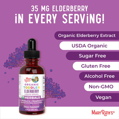MARYRUTH'S Elderberry Liquid Drops for Adults & Kids | Immune Support | Antioxidant | 150mg Elderberry Extract | USDA Organic | CLP Purity Award | Sugar Free | Vegan | Non-GMO | Gluten Free | 1 oz
