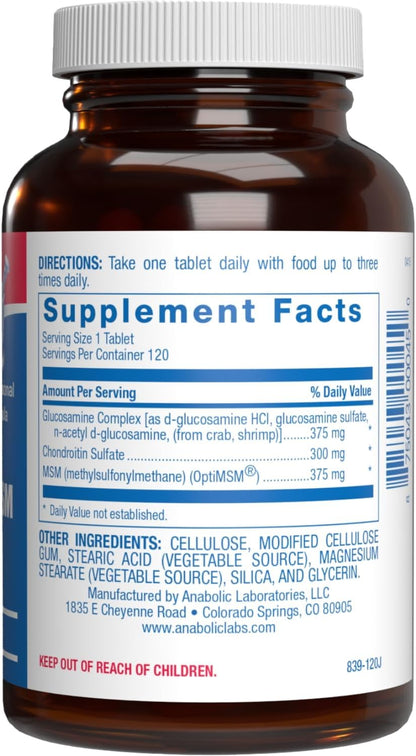 High Absorption Glucosamine Chondroitin MSM - Clinical Formula Bone Joint Tendon and Ligament Supplement with MSM Glucosamine Chondroitin - Non-GMO Gluten Free & Made in The USA - 120 Servings