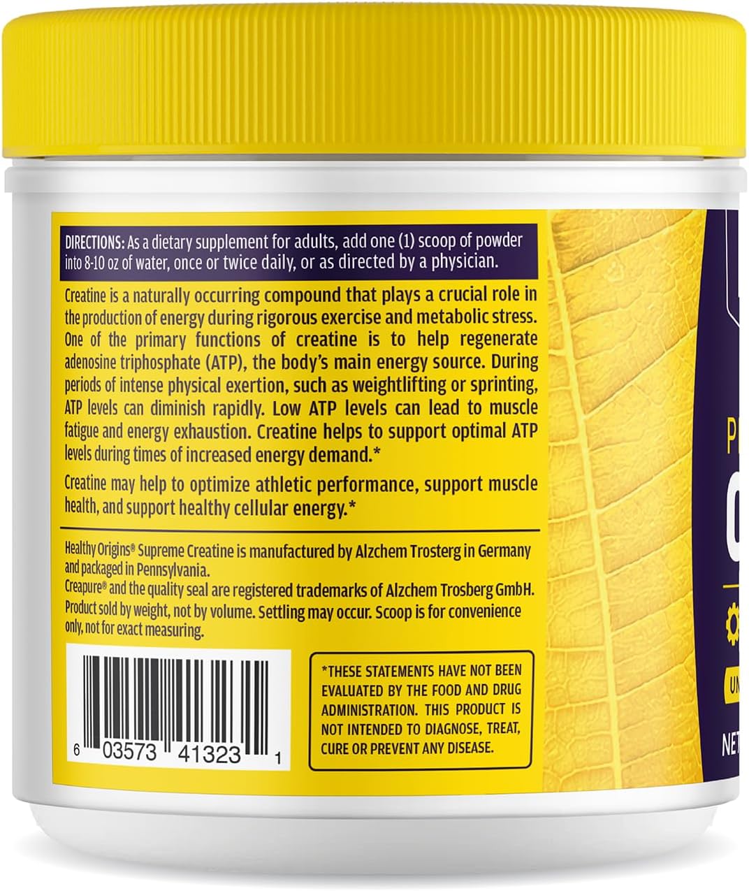 Healthy Origins Creatine Monohydrate Creapure Powder, 600g