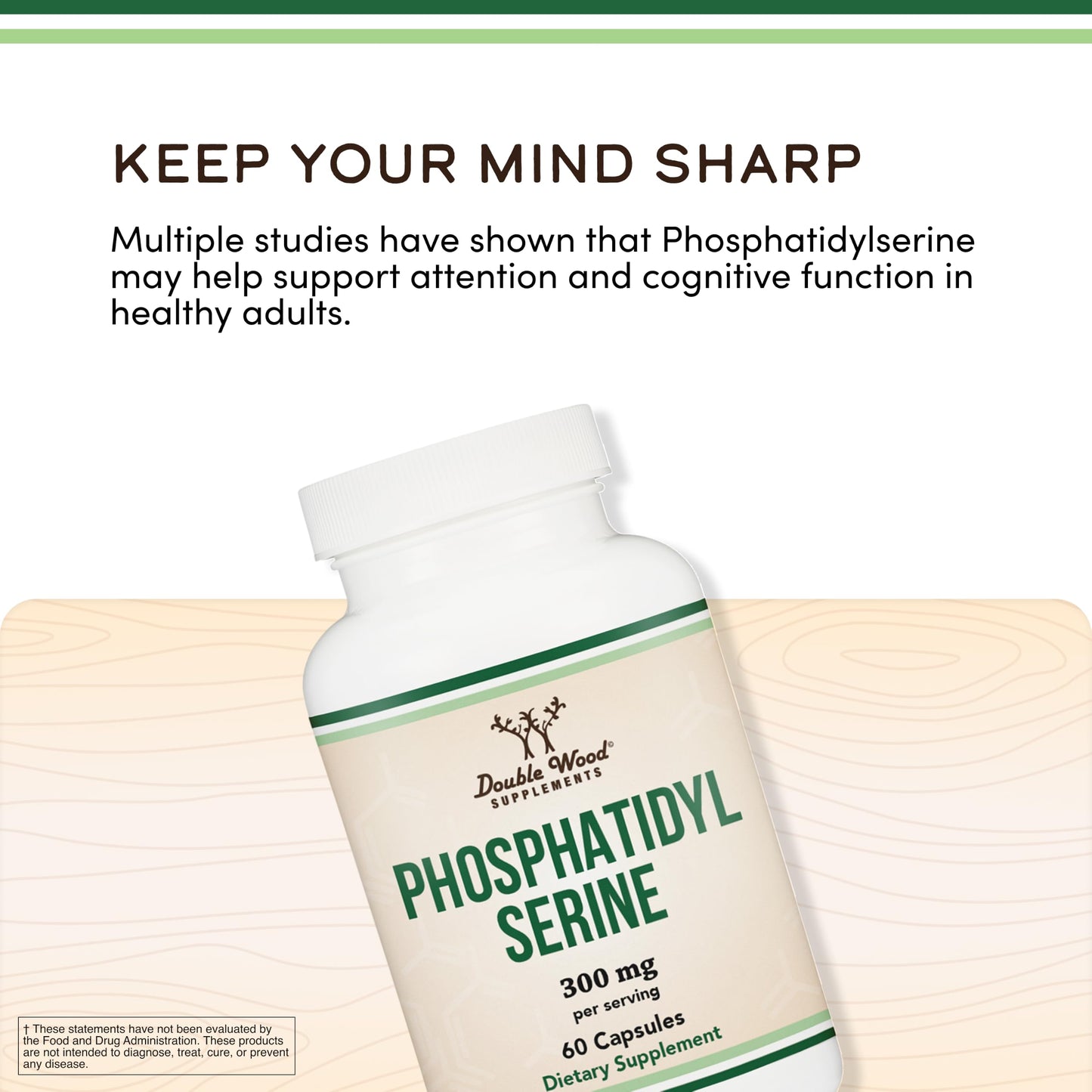 PhosphatidylSerine Supplement 300mg Per Serving, 120 Capsules (Phosphatidyl Serine Complex) by Double Wood
