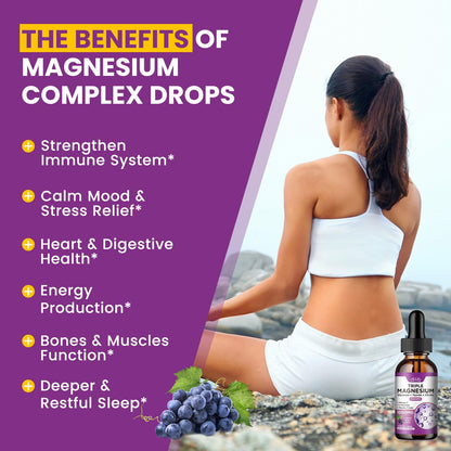 Magnesium Citrate Liquid Magnesium Drops Supplement 500mg-Support Stress Relief, Bone, Muscle, Mood, Sleep-2 Fl Oz, Vegan, Pineapple Flavor