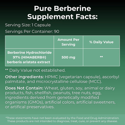 MYOXCIENCE Pure Berberine Himaberb | 500 mg of Berberine HCl per Serving | 90 Servings