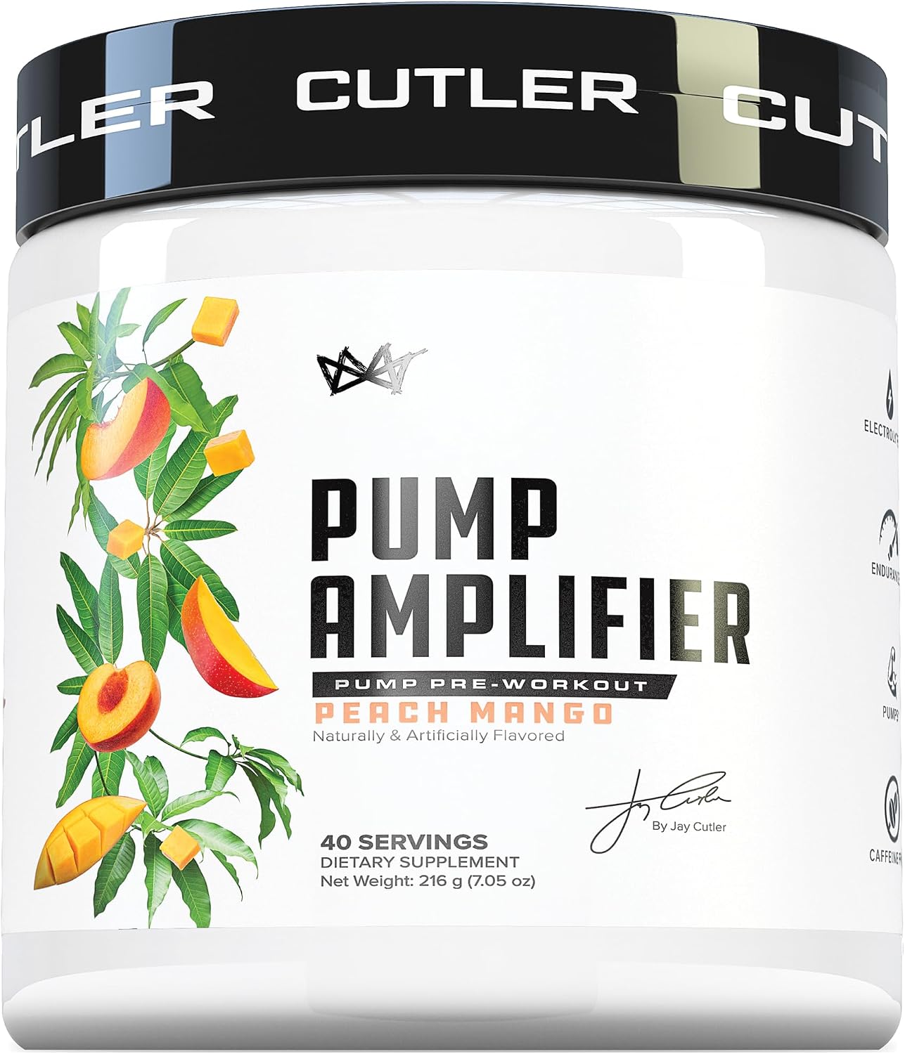 Cutler Nutrition Amplify 2.0 Caffeine-Free Nitric Oxide Pump Pre-Workout | Peach Mango, 40 Servings | With L-Citrulline, NO3-T Arginine and Electrolytes for Muscle Pumps, Hydration and Performance