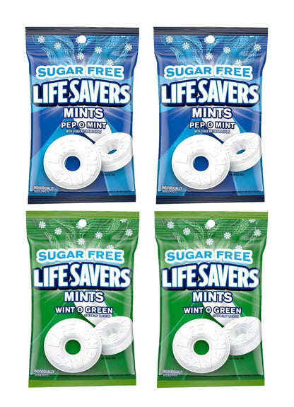 Lifesaver Mint Variety Pack of 4-2 of Each - Pep O Mint and Wint O Green - Individually Wrapped - Enjoy Anywhere and Anytime