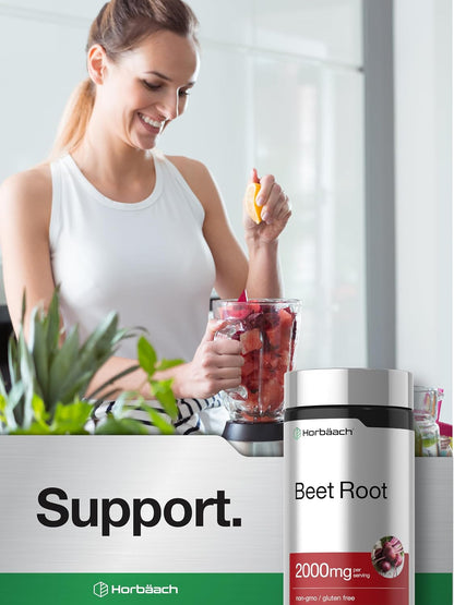 Horbäach Beet Root Powder Capsules | 220 Pills | Herbal Extract | Non-GMO, Gluten Free Supplement
