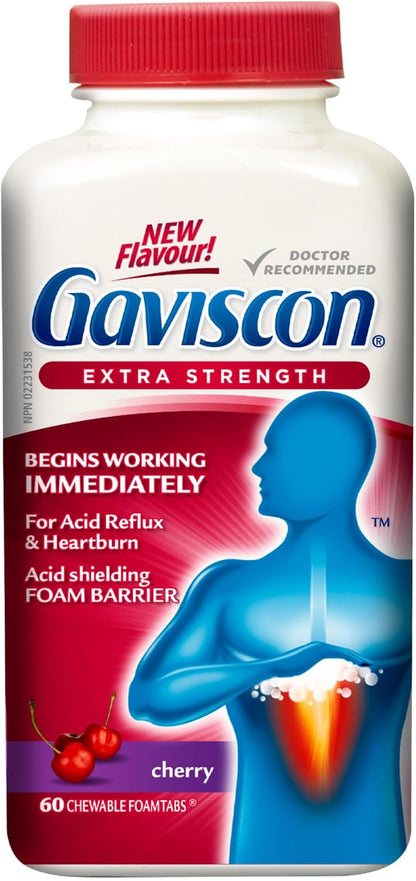 Gaviscon Extra Strength Cherry, 60 Count Chewable Foamtabs
