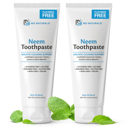 Fluoride-Free Neem Toothpaste w/Mint for Adults & Kids Pack of 3 by M3
