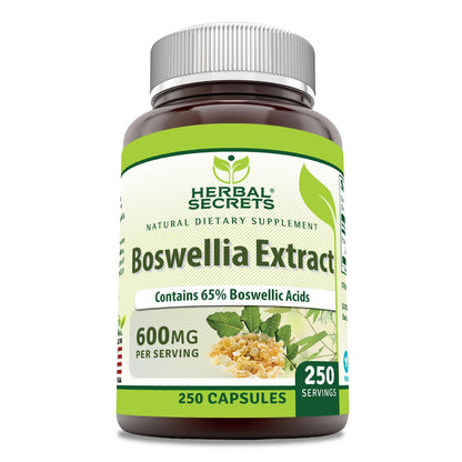 Herbal Secrets Boswellia Serrata Extract (65% Boswellic Acids) 600 mg 120 Capsules Supplement - Non-GMO - Gluten Free
