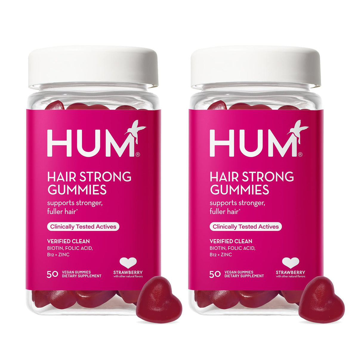 HUM Hair Strong - Daily Gummies with Biotin to Improve Hair Growth - Fo Ti, Folic Acid