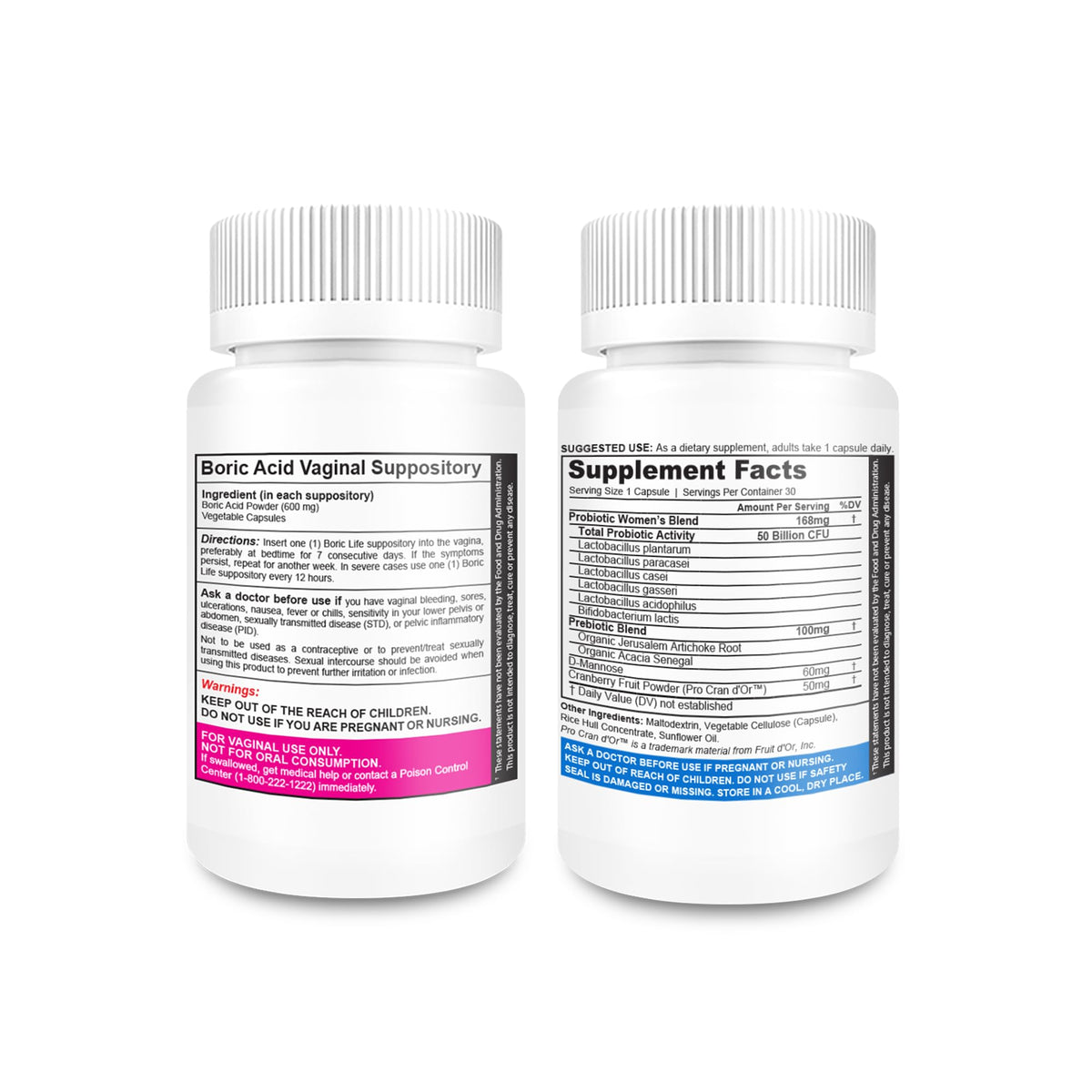 NutraBlast Boric Acid Vaginal Suppositories and Vaginal Probiotics | Supports Odor