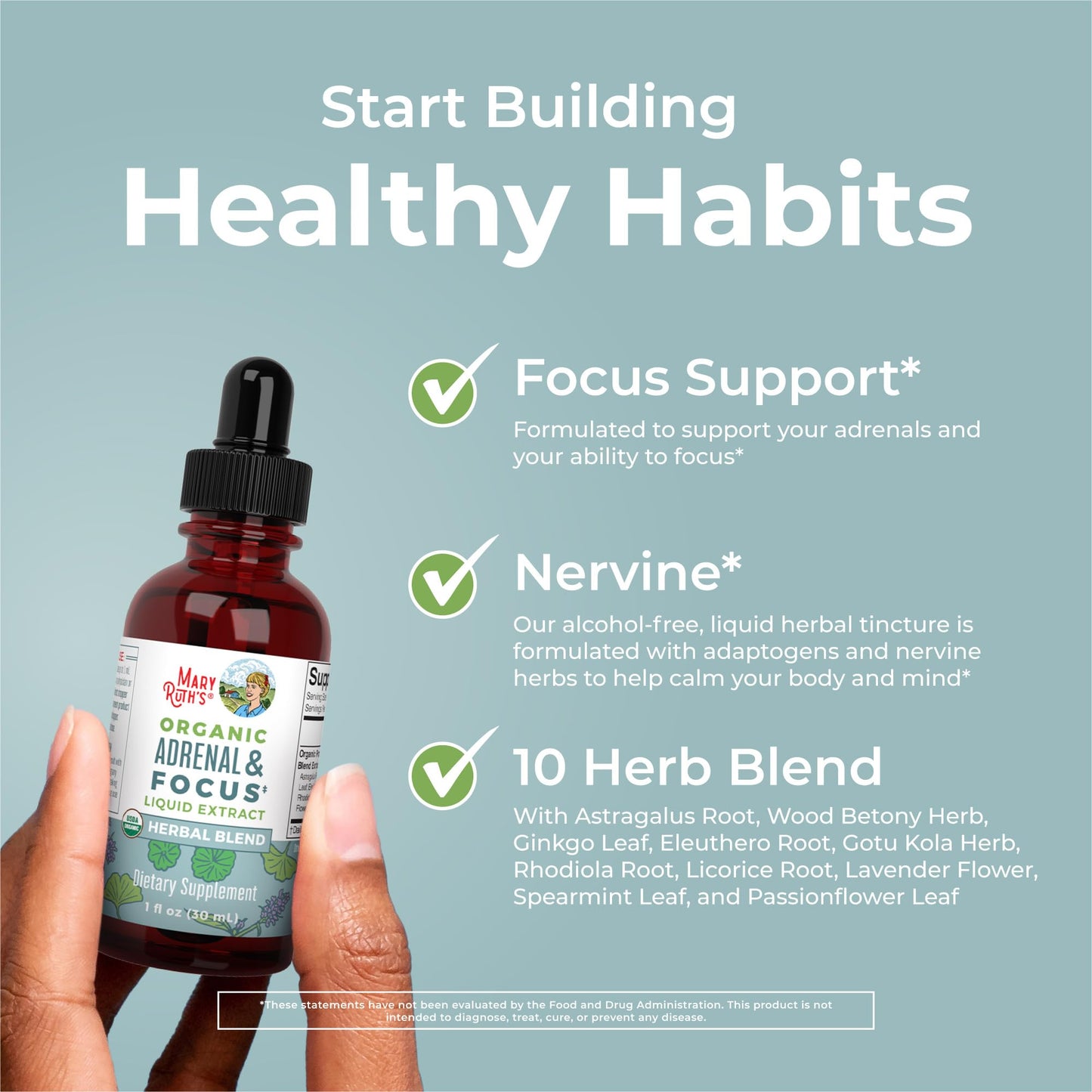 MARYRUTH'S Kids Focus & Attention Drops | USDA Organic Drops | Ginkgo Biloba | Rhodiola Root & Licorice Root | Adaptogenic | Calm | Vegan | Non-GMO | Gluten Free | 30 Servings