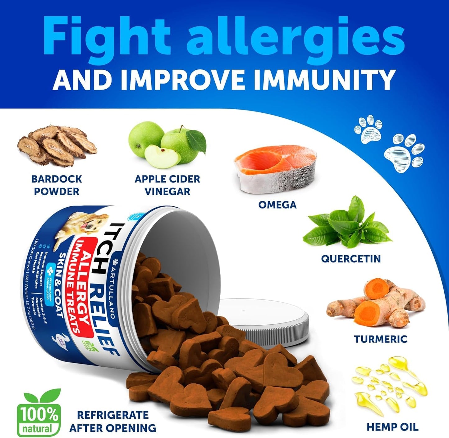 Probiotics for Dogs - Support Gut Health, Itchy Skin, Allergies, Immunity, Yeast Balance - Dog Probiotics and Digestive Enzymes with Prebiotics - Reduce Diarrhea, Gas - 120 Probiotic Chews for Dogs