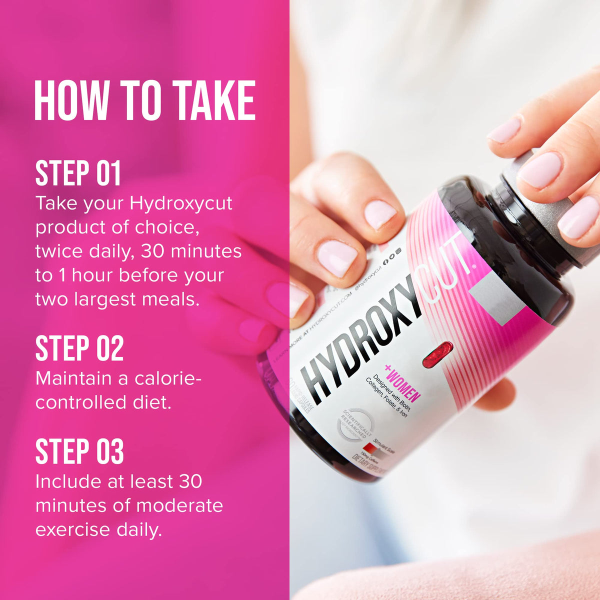 Hydroxycut + Women Pills with Biotin & Collagen | Hair Nails and Skin Vitamins | Iron Supplement