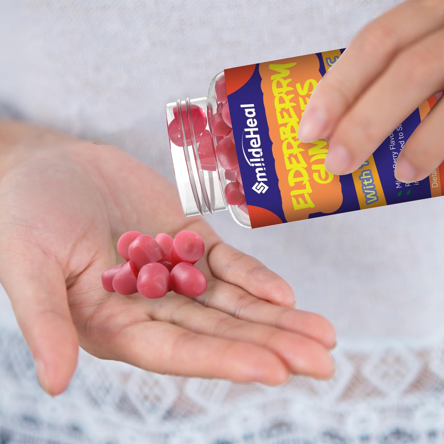 Elderberry Gummies 300mg, with Vitamin C and Zinc, 60 Count | Elderberry Gummies, Elderberry Extract 300mg, with Vitamin C and Zinc, Strawberry Flavor GummiesImmune Support, 60 Count