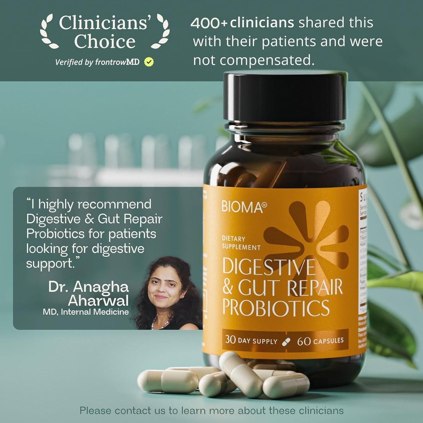 BIOMA Probiotics for Digestive Health 10 Billion CFU - 5-in-1 Gut Health Supplement with Prebiotics & Enzymes - Bloating Relief for Women & Men - Delayed Release (60 Capsules - 30 Day Supply)