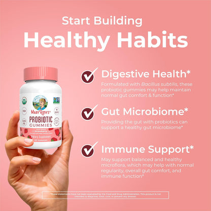 MARYRUTH'S USDA Organic Probiotic Gummies Probiotic Digestive Support | Immune Support | Digestive & Gut Health Supplement | 5 Billion CFU | Vegan | Non-GMO | Gluten Free | 60 Count
