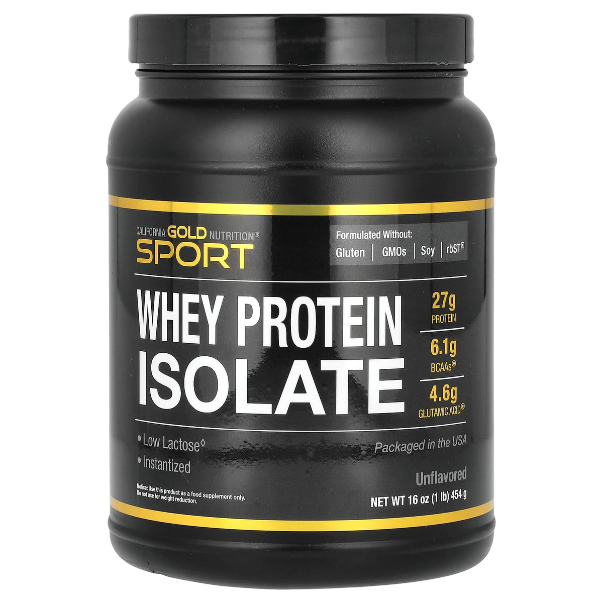 California Gold Nutrition Sport - Whey Protein Isolate, Unflavored, 1 lb, 16 oz (454 g)