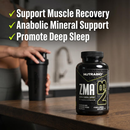 NutraBio ZMA Supplements for Men & Women- Zinc Magnesium Supplements to Support Hormone Levels, Peak Performance, Sleep, Muscle Recovery, Immune Health, 180 Ct.