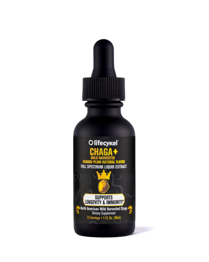 Life Cykel - Chaga Mushroom Extract with Kakadu Plum - Double Extracted Mushroom Tincture - Non-GMO Immune Support Supplement for Adults and Kids - 1 Fl Oz