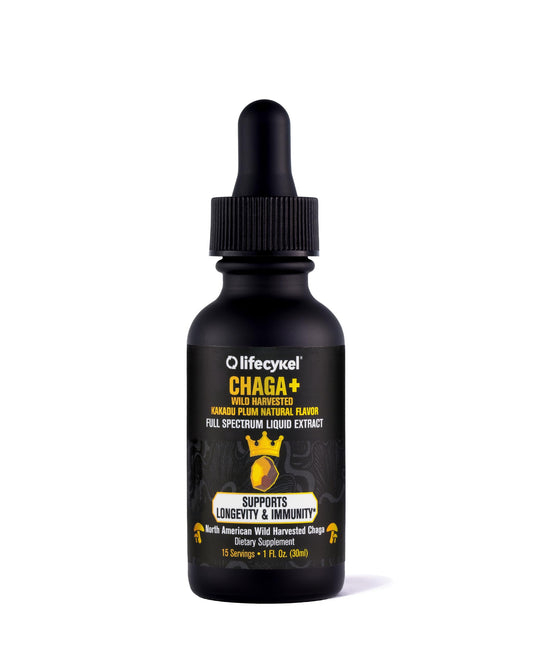 Life Cykel - Chaga Mushroom Extract with Kakadu Plum - Double Extracted Mushroom Tincture - Non-GMO Immune Support Supplement for Adults and Kids - 1 Fl Oz