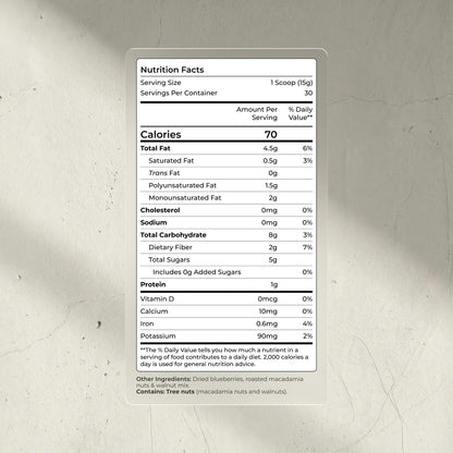 Blueprint Bryan Johnson Blueberry Nut Mix - Real Blueberries, Roasted Macadamia Nuts and Walnuts - No Additives or Added Sugars - Keto and Paleo Friendly - 170mg Polyphenols (30 Servings)