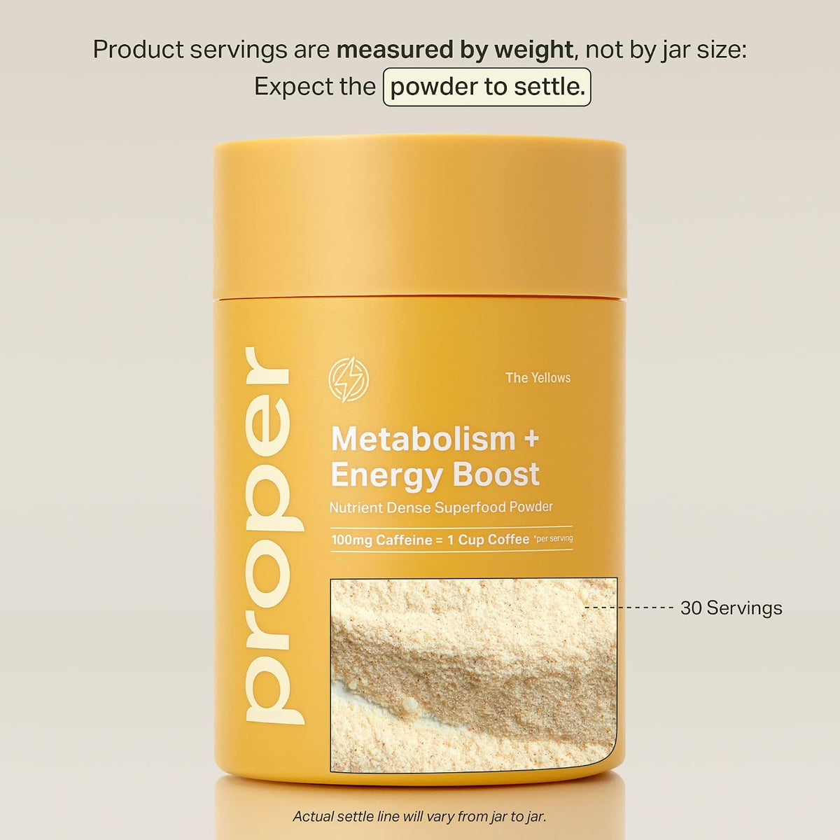 Proper The Yellows Energy Drink Powder - Sugar Free Caffeine Drink Mix 30