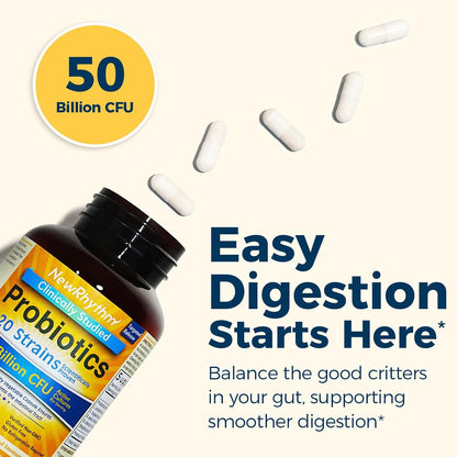 NewRhythm Probiotic Bundle: Complete Digestive Health + Menopause Relief with Black Cohosh, Prebiotics, 20 Strains, Targeted Release Technology, Non-GMO, 90 Total Capsules
