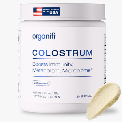 Organifi Bovine Colostrum Powder - Grass-Fed, USA-Sourced Colostrum Supplement for Gut Health, Immune Support and Recovery