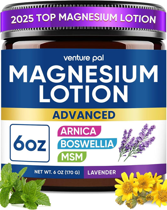 Magnesium Lotion with Arnica, MSM & Boswellia – Safe for Kids – 6 fl oz | Cooling Magnesium Cream – Lightweight Moisturizing Lotion for Legs & Feet