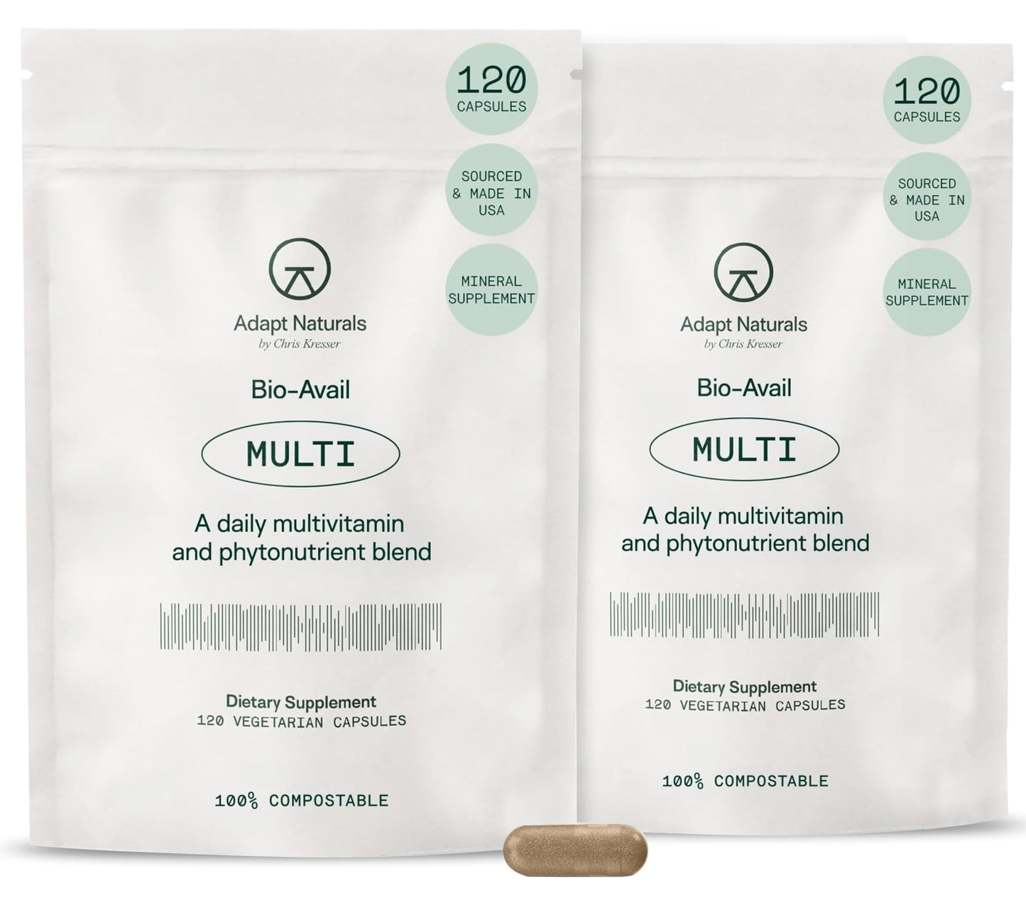 Adapt Naturals Multivitamin for Women & Men, Bioavailable & Easy-to-Absorb | Multivitamin Daily Supplement with Biotin, Niacin, Vitamin A, B, C, D, E, K1, Zinc, Magnesium, Immune Support - 30 Day Supply