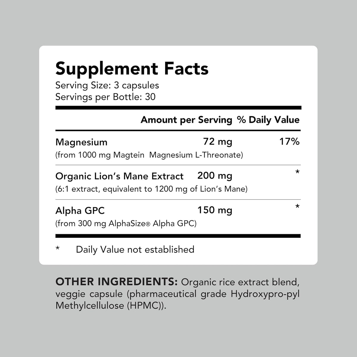 AMANDEAN Brain Supplement, Magnesium L-Threonate, Lions Mane, Alpha GPC