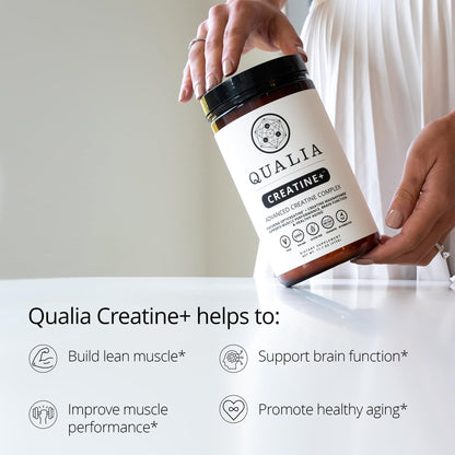 Qualia Creatine | Advanced Creatine Complex | 2 Sources + Magnesium | Optimized Absorption | Muscle Performance, Brain Function, & Healthy Aging (30 Servings)