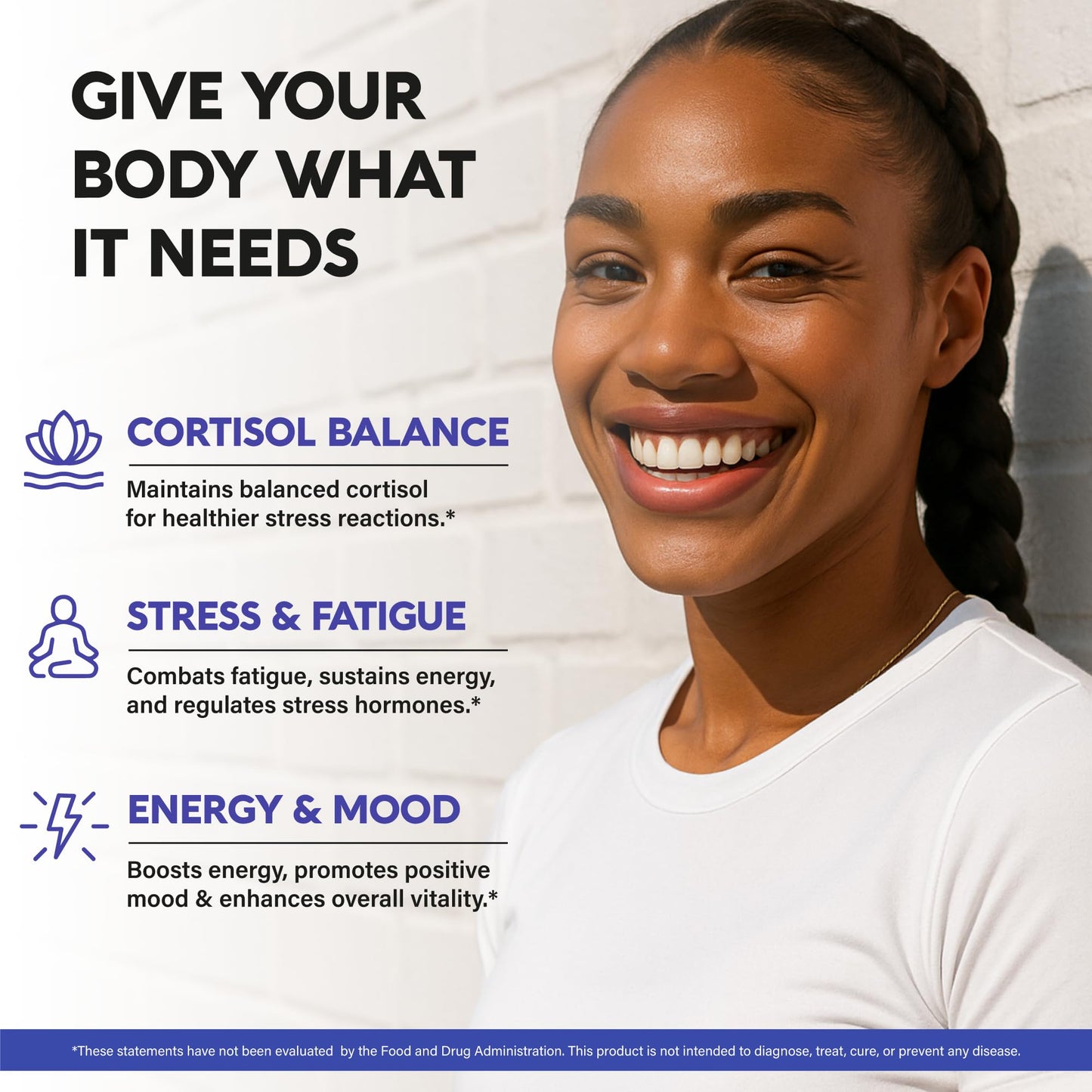 Cortisol Supplement for Women - Holy Basil | Ashwagandha | Rhodiola | L-Theanine - Plant-Based Hormone Balance - Mood, Focus & Sleep Support - Lab Tested - Vegan, Non-GMO - 60 Capsules for 2 Months