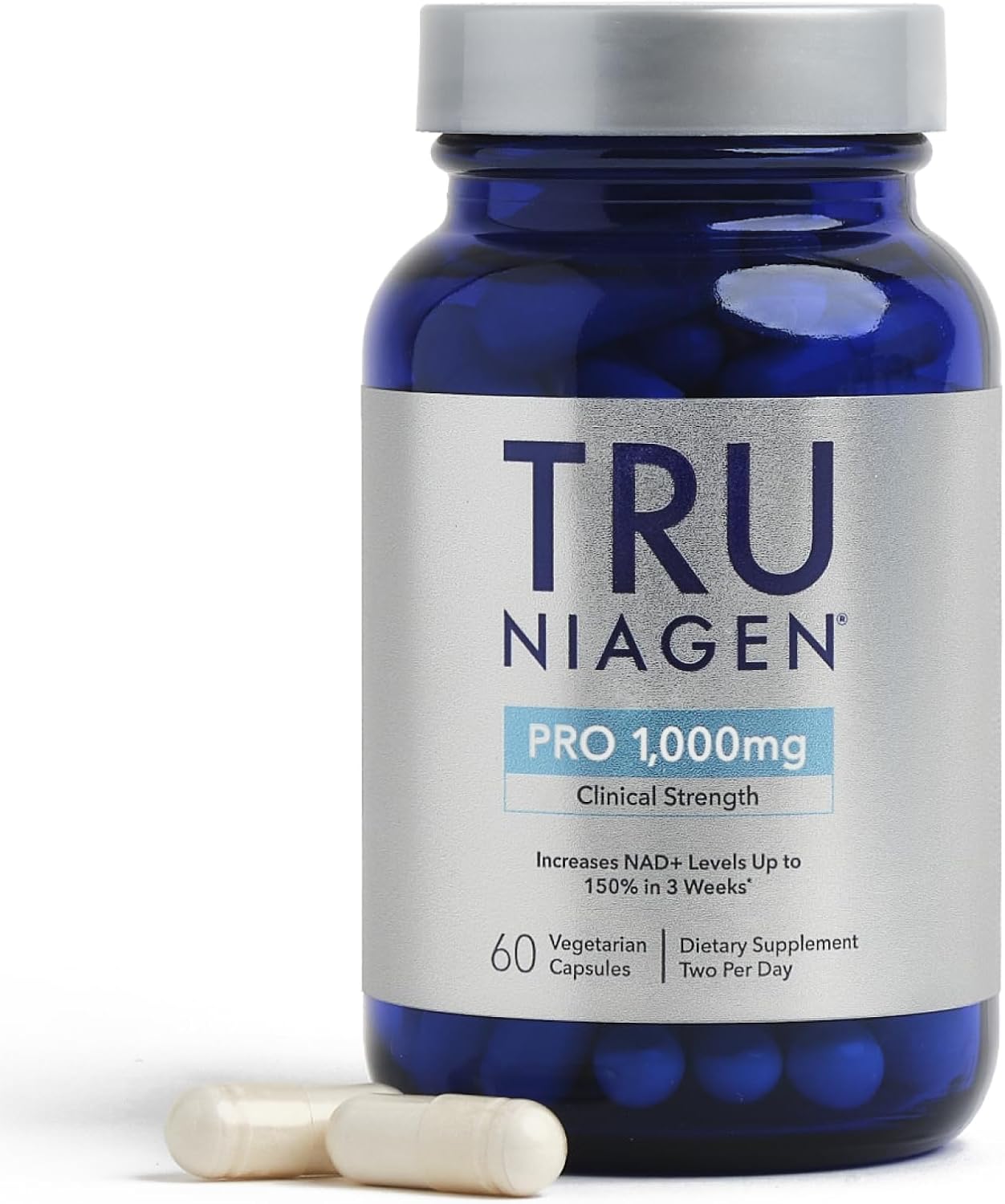 TRU NIAGEN Patented NAD+ Supplement | Nicotinamide Riboside (NR) | 30-1000mg Servings (2x500mg, Take 2 Daily)