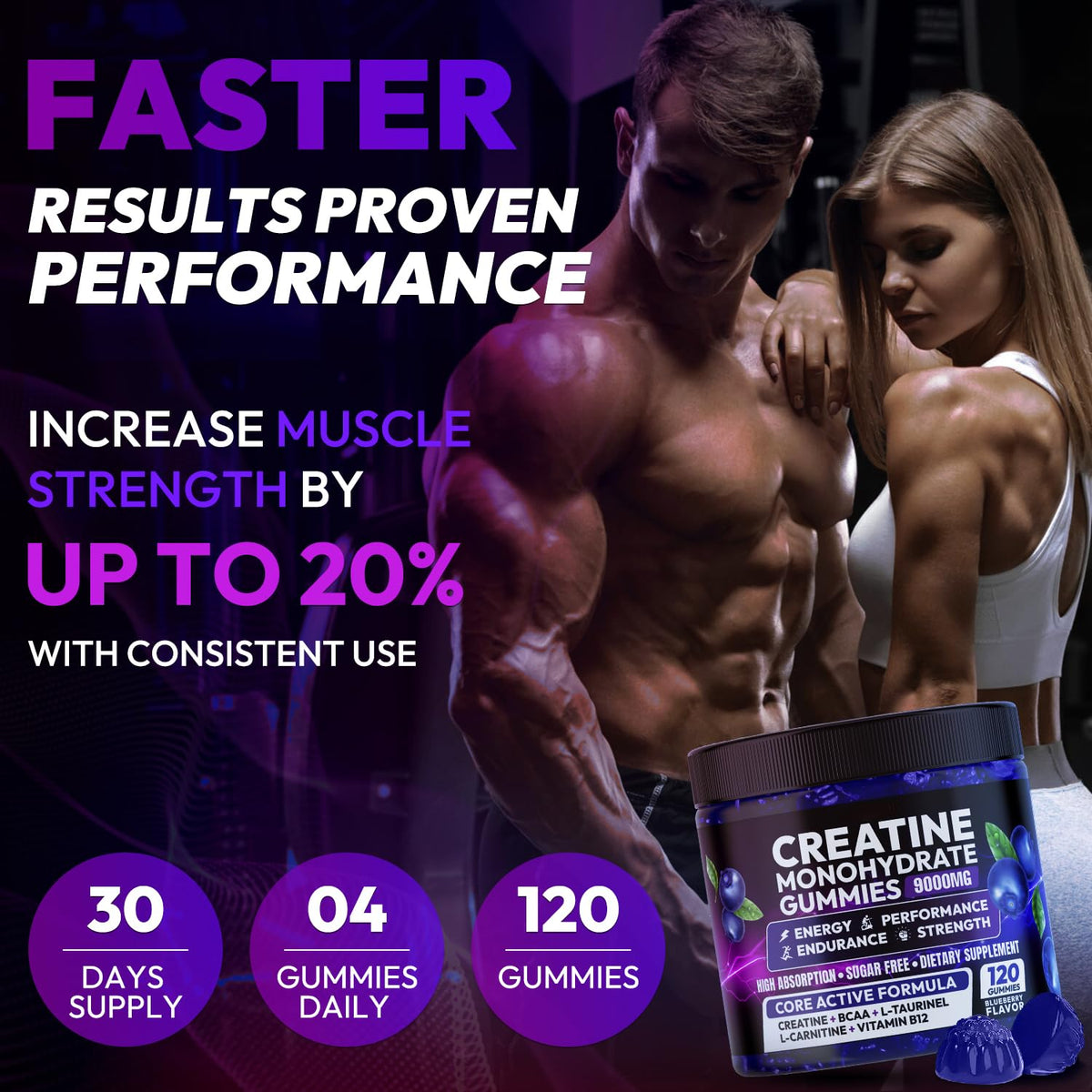 Creatine Monohydrate Gummies 5000MG, Creatine Gummy for Men & Women 120Ct
