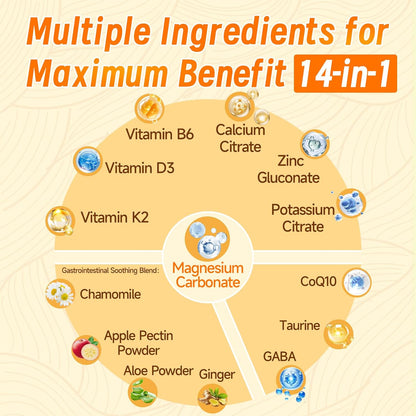 Magnesium Carbonate Gummies 600mg for Adults, 14-in-1 Sugar Free Magnesium Gummies for Relaxation, Muscle, Bone, Energy and Digestive Comfort Support, Pineapple Flavor, 60 Gummies