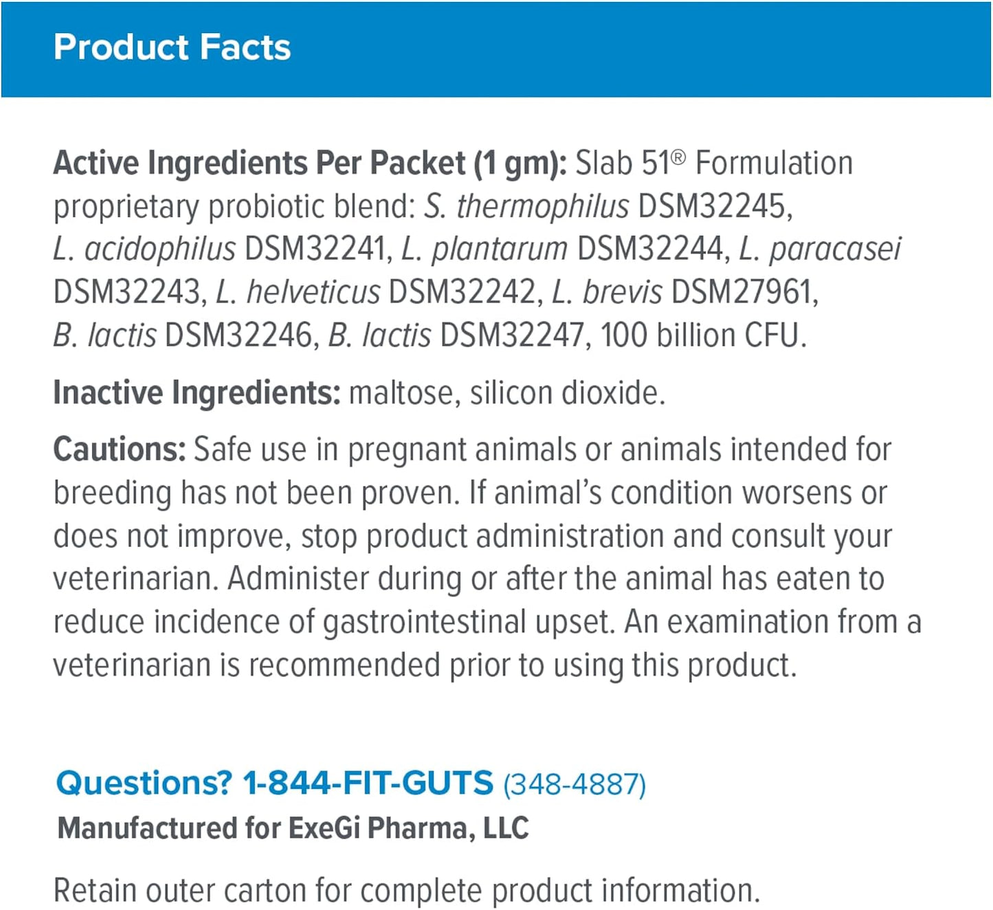 Visbiome® Vet Constipation Care Probiotic for Cats, 100B CFU, 30 Packets | Veterinarian Recommended, Slab51® Formulation, Multi-Strain, Refrigerated Probiotics, Weight-Based Dosing