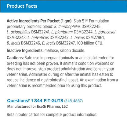 Visbiome® Vet Constipation Care Probiotic for Cats, 100B CFU, 30 Packets | Veterinarian Recommended, Slab51® Formulation, Multi-Strain, Refrigerated Probiotics, Weight-Based Dosing