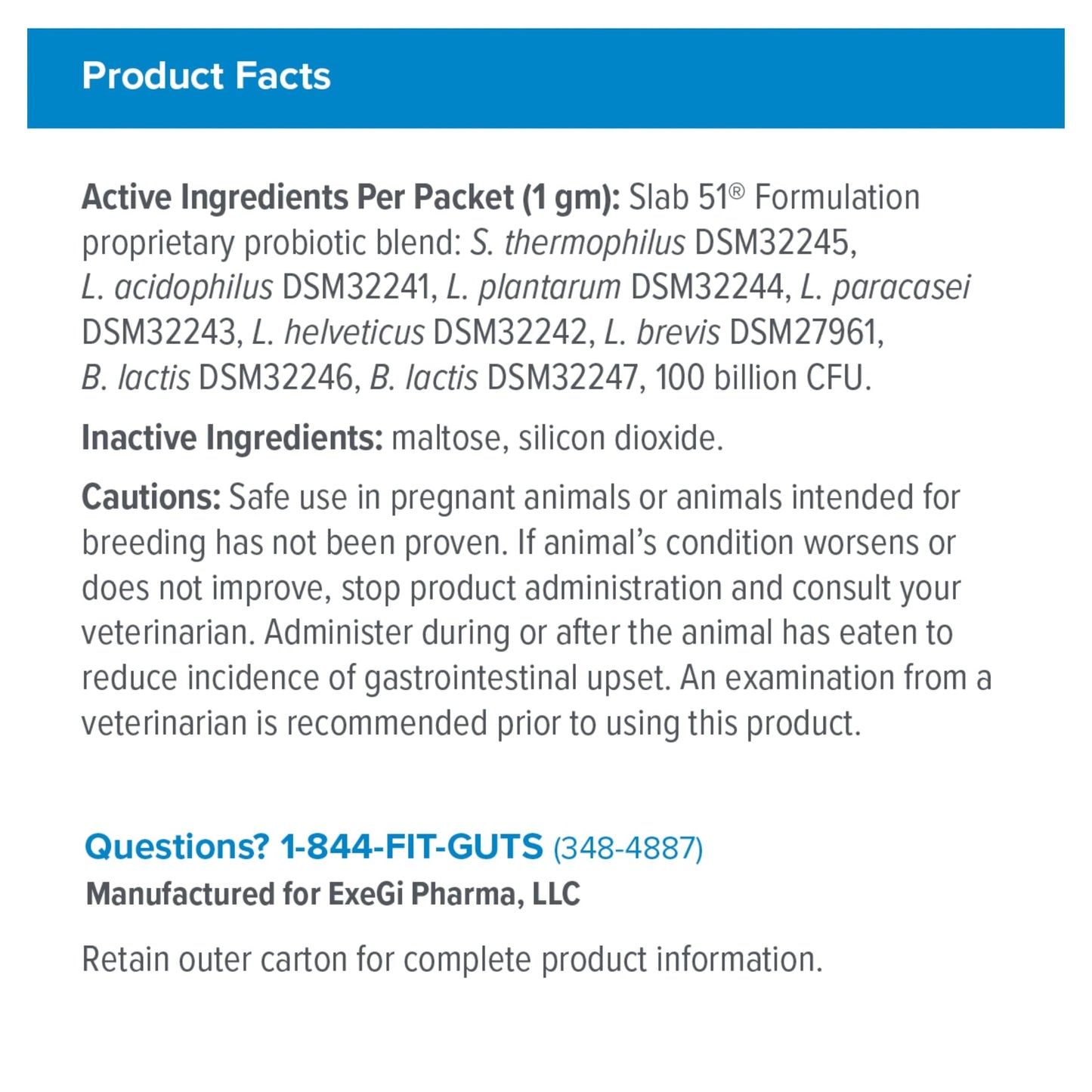 Visbiome® Vet Constipation Care Probiotic for Cats, 100B CFU, 30 Packets | Veterinarian Recommended, Slab51® Formulation, Multi-Strain, Refrigerated Probiotics, Weight-Based Dosing