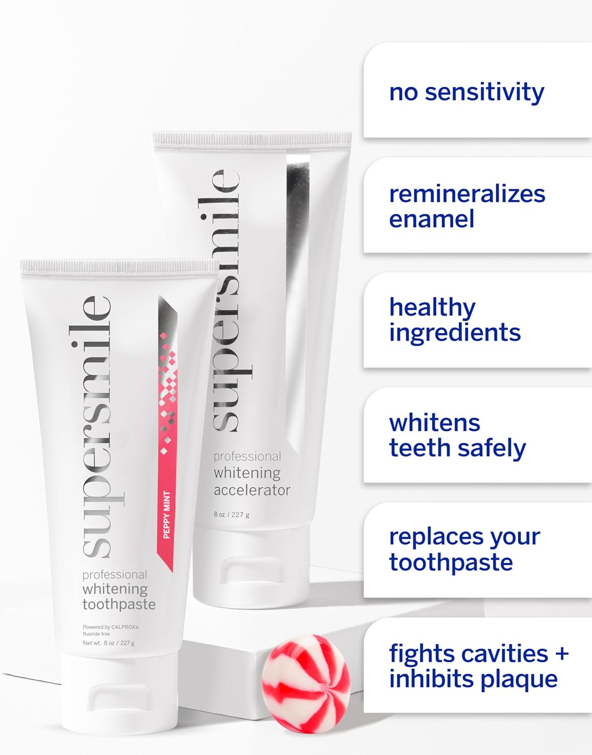 Supersmile Fluoride-Free Whitening System, 8 Oz Peppy Mint, Family Size