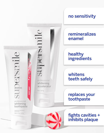 Supersmile Fluoride-Free Whitening System, 8 Oz Peppy Mint, Family Size