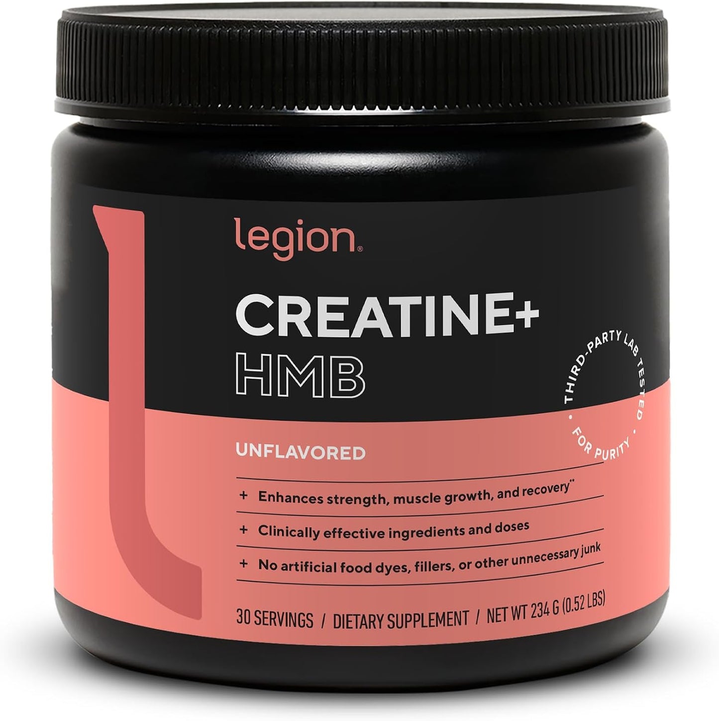 Legion Creatine HMB Powder – Micronized Creatine Monohydrate 5g with myHMB 2.5g – Unflavored Sports Nutrition Powder for Strength Training, Performance Support, and Post-Workout Recovery – 30 Servings
