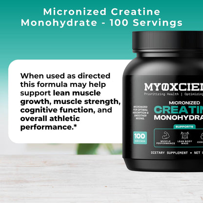 MYOXCIENCE Micronized Creatine | Supports Muscle Performance, Lean Body Mass, & Cognition | 100 Servings