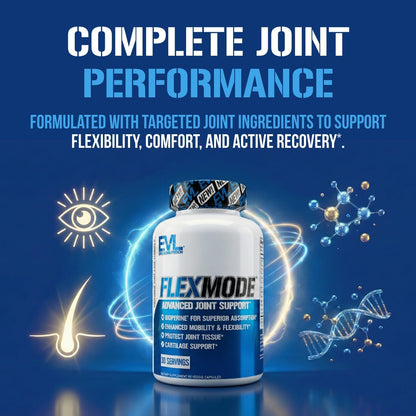 High Absorption Joint Support Supplement - Evlution FLEXMODE Joint Supplement with Advanced Joint Vitamins Including Glucosamine Chondroitin MSM Boswellia and Hyaluronic Acid - 30 Servings