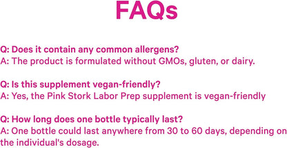 Pink Stork Labor Prep Supplement – Evening Primrose Oil & Red Raspberry Leaf for Third Trimester, Gentle Labor & Postpartum Support, Pregnancy & Breastfeeding Safe, 60 Vegan Capsules
