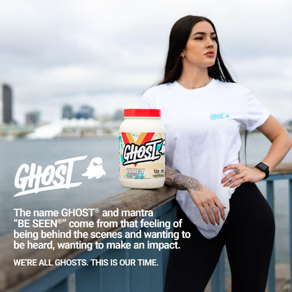 GHOST Whey Protein Powder, Cinnabon - 2LB, 25G of Protein - Cinnamon Roll Flavored Isolate, Concentrate & Hydrolyzed Whey Protein Blend - Post Workout Shakes - Soy & Gluten Free