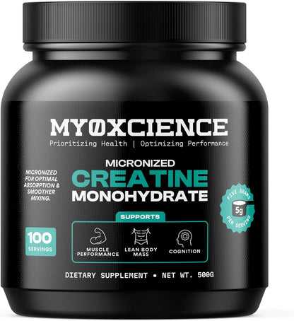 MYOXCIENCE Micronized Creatine | Supports Muscle Performance, Lean Body Mass, & Cognition | 100 Servings
