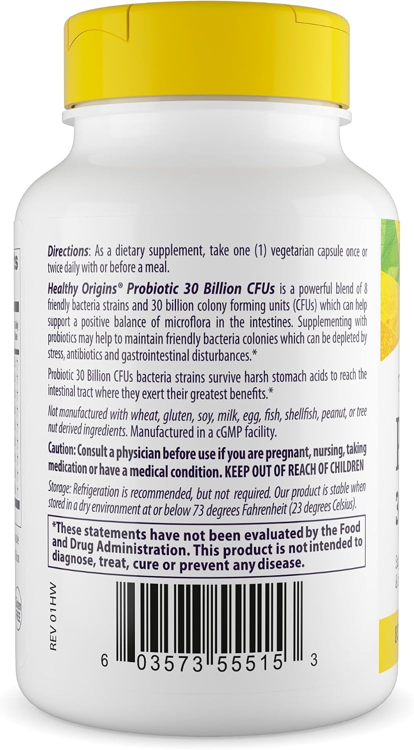 Healthy Origins Probiotic 30 Billion CFUs, 60 Veggie Caps