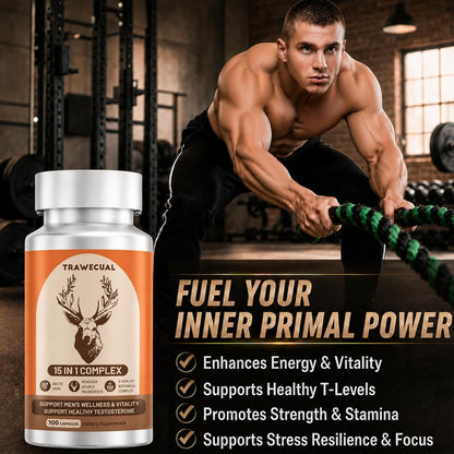 15-in-1 Reindeer Organ Supplement with Arctic Herb for Men, 100 Capsules | 500mg Reindeer Organ Complex with Rhodiola, Nettle, Tongkat Ali, Supports Energy, Stamina & Overall Wellness, 50 Day Supply